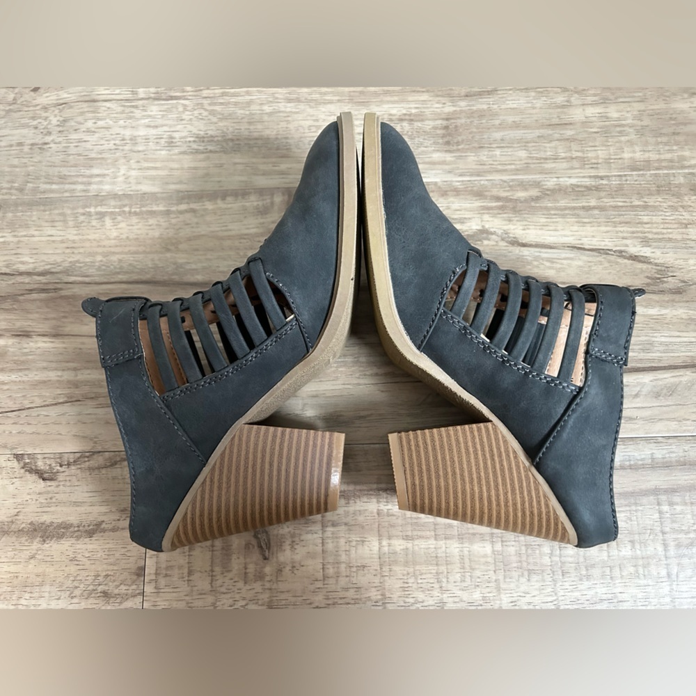 REPORT Weave Caged Slip On Mules Open Back Booties Stacked Block Heel black - Picture 5 of 11